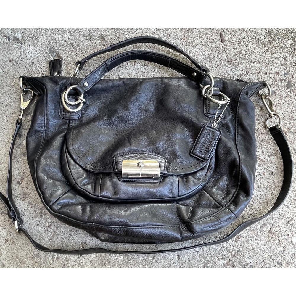 Coach Kristin Black Leather Round Satchel Crossbody Shoulder Bag 19295 y2K